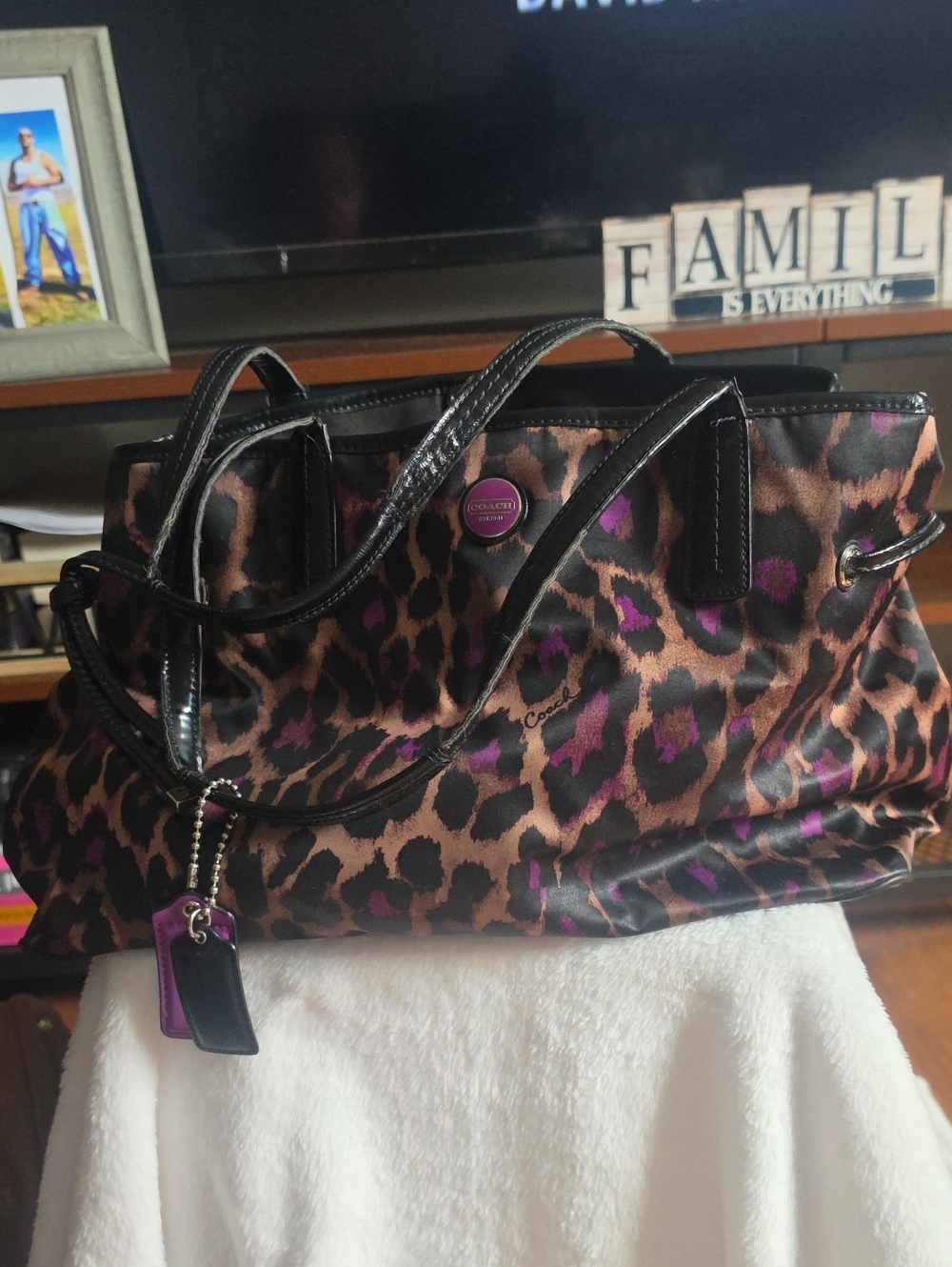 Coach Ocelet Shoulder Bag with Purple Accents